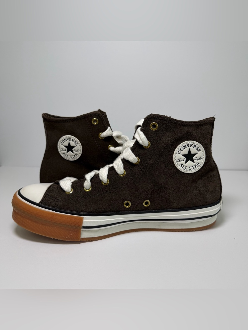 Converse CTAS Eva Lift Hi Kids Youth Size 7 New (No Box) Fresh Brew Brown Suede
